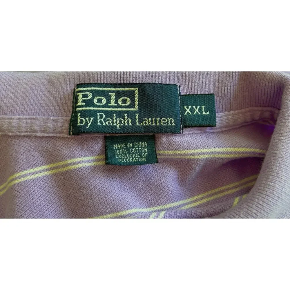 Ralph Lauren Polo Men 2XL Purple White Stripe Golf Preppy Casual Athleasure